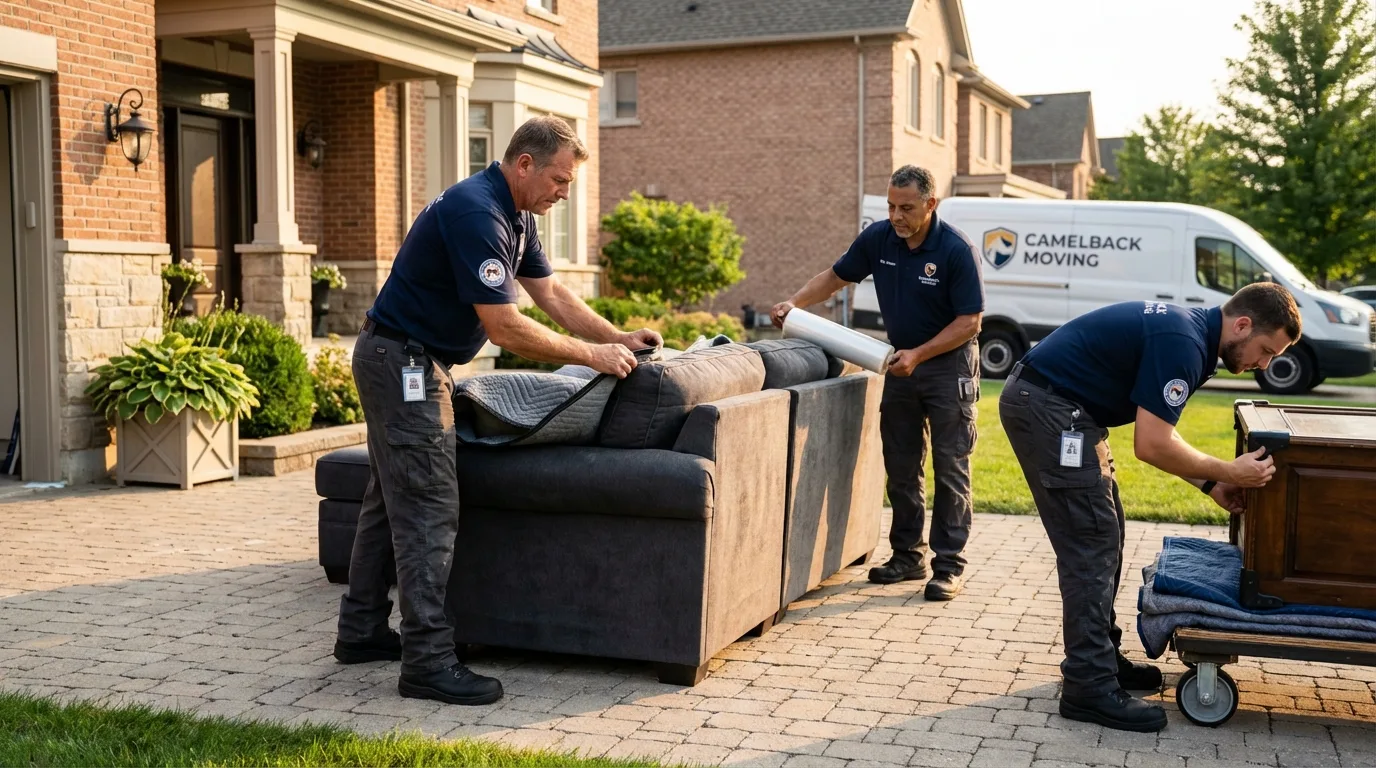 Large estate moving crew wrapping furniture in Saint Marys, PA