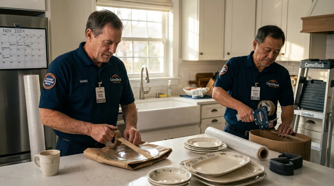 Professional crew packing kitchen dishware in Saint Marys, PA